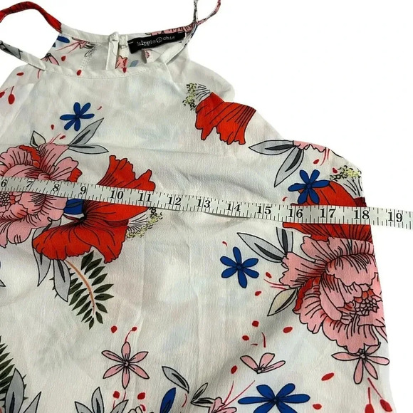 Hippie Chic Floral Sleeveless Blouse Size Small Flowy Feminine Vacation - Picture 6 of 6